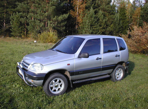 Подножки для Chevrolet Niva (порог с листом крашеный) фото