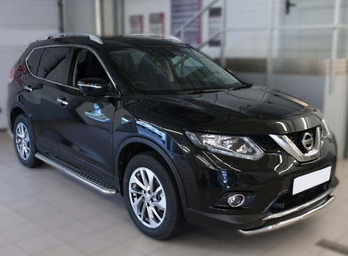 Подножки для Nissan X-Trail 2014-2021 порог листом от Tamsan фото