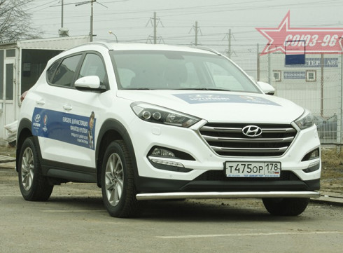 Защита переднего бампера для Hyundai Tucson 15-21 труба одинарная от Tamsan фото