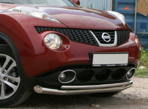 Защита переднего бампера для Nissan Juke 10+ труба двойная от Tamsan фото
