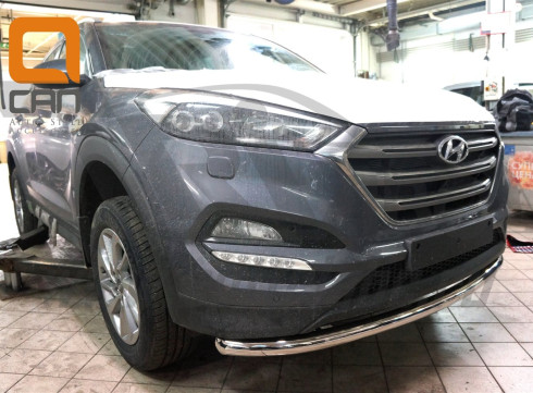 Защита переднего бампера для Hyundai Tucson 15-21 труба одинарная от Tamsan фото