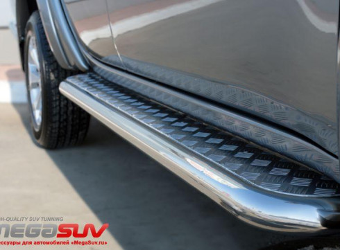 Подножки для Mitsubishi L-200 12-15 порог листом от Tamsan фото