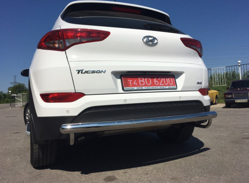 Защита заднего бампера для Hyundai Tucson 15-21 труба одинарная Tamsan фото