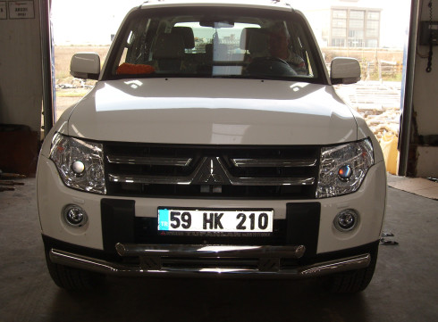 Защита переднего бампера для Mitsubishi Pajero Vagon 07+ труба двойная от Tamsan фото
