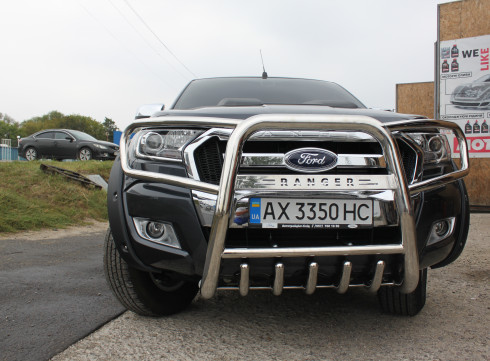 Кенгурятник для Ford Ranger 14-23 с защитой фар фото