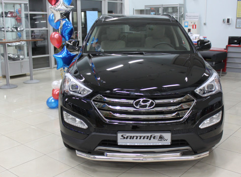 Защита переднего бампера для Hyundai Grand Santa-Fe 13+ труба двойная от производителя Tamsan фото