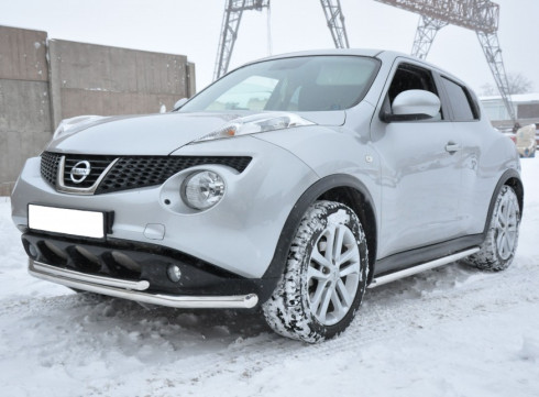 Защита переднего бампера для Nissan Juke 10+ труба двойная от Tamsan фото