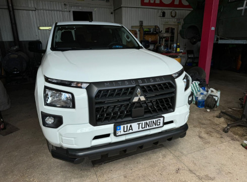 Защита переднего бампера для Mitsubishi L200 2024+ Граундер черный мат. фото