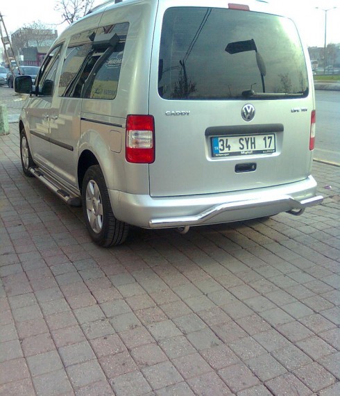 Защита заднего бампера на Volkswagen Caddy Волна (Чайка) фото