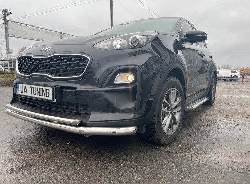 Защита переднего бампера для KIA Sportage 16-22 труба двойная от Tamsan фото