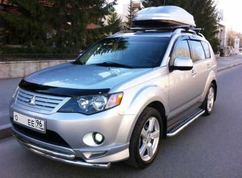 Защита переднего бампера для Mitsubishi Outlander XL 06-10 труба двойная от Tamsan фото