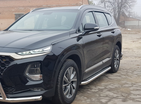 Подножки для Hyundai Santa Fe 18-23 порог листом Tamsan фото