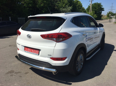 Защита заднего бампера для Hyundai Tucson 15-21 труба одинарная Tamsan фото