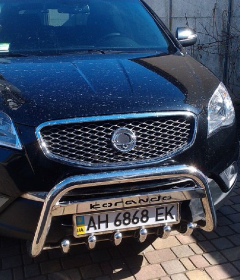 Кенгурятник низкий с грилем на SsangYong Korando TAMSAN фото