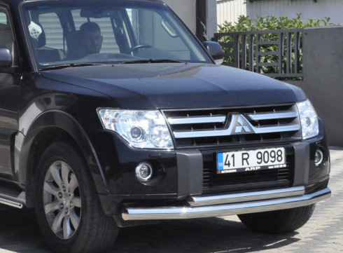 Защита переднего бампера для Mitsubishi Pajero Vagon 07+ труба двойная от Tamsan фото