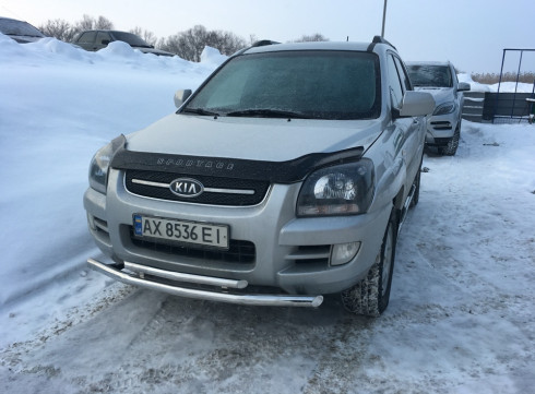 Защита переднего бампера для KIA Sportege 04-10 труба двойная от Tamsan фото