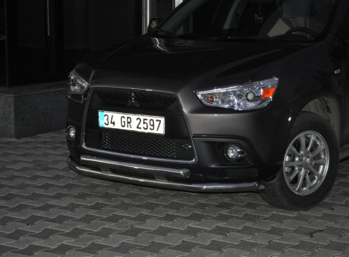 Защита переднего бампера для Mitsubishi ASX 10-13 труба двойная от Tamsan фото