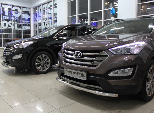 Защита переднего бампера для Hyundai Grand Santa-Fe 13+ труба одинарная от производителя Tamsan фото