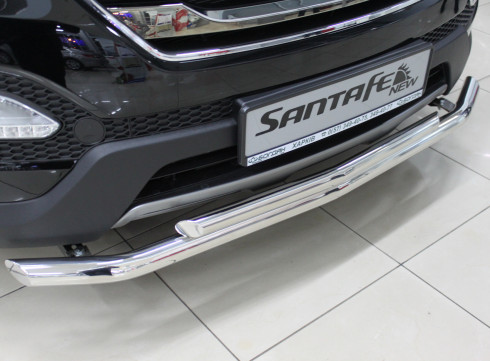 Защита переднего бампера для Hyundai Grand Santa-Fe 13+ труба двойная от производителя Tamsan фото