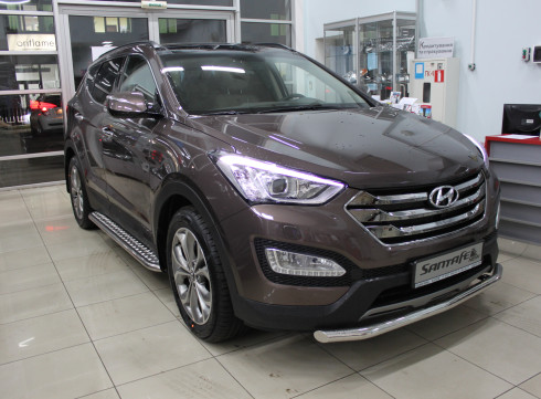 Защита переднего бампера для Hyundai Grand Santa-Fe 13+ труба одинарная от производителя Tamsan фото