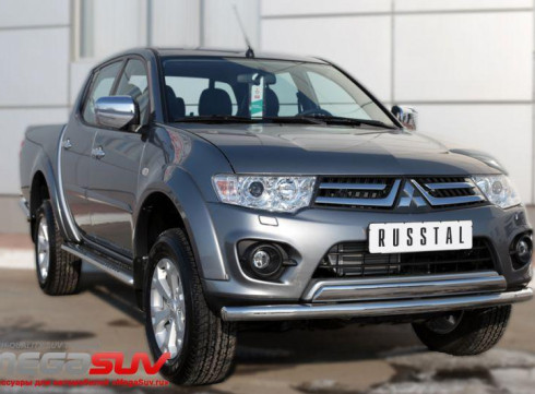 Защита переднего бампера для Mitsubishi L-200 12-15 труба двойная от Tamsan фото