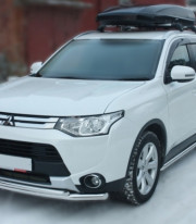 Защита переднего бампера для Mitsubishi Outlander XL 12-15 труба двойная от Tamsan фото
