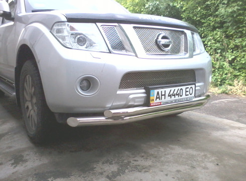 Защита переднего бампера для Nissan Pathfinder 2005-2014 труба двойная от Tamsan фото