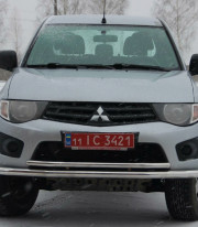 Защита переднего бампера для Mitsubishi L-200 12-15 труба двойная от Tamsan фото