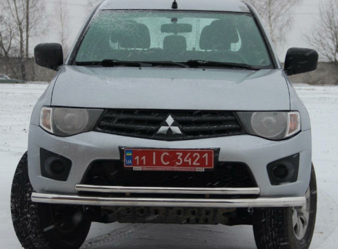 Защита переднего бампера для Mitsubishi L-200 12-15 труба двойная от Tamsan фото