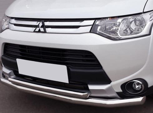 Защита переднего бампера для Mitsubishi Outlander XL 12-15 труба двойная от Tamsan фото