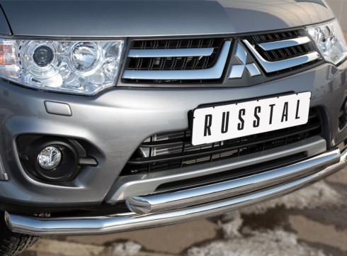 Защита переднего бампера для Mitsubishi L-200 12-15 труба двойная от Tamsan фото