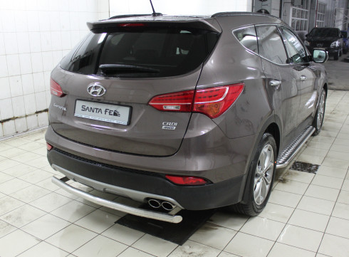 Защита заднего бампера для Hyundai Grand Santa-Fe 13+ труба одинарная от производителя Tamsan фото