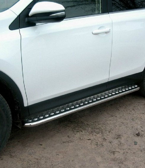 Пороги с листом (площадка) на Toyota RAV4 UATUNING нерж. фото