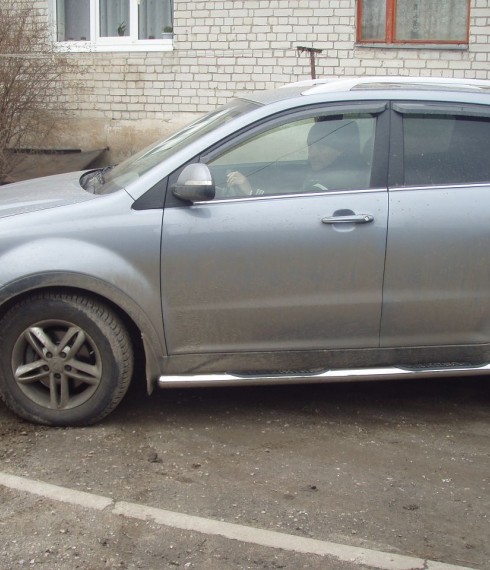 Пороги труба с проступью на SsangYong  Korando нерж. фото