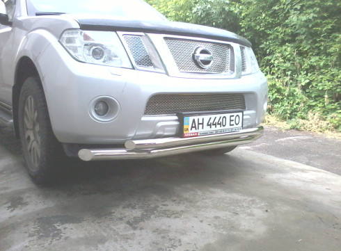 Защита переднего бампера для Nissan Pathfinder 2005-2014 труба двойная от Tamsan фото