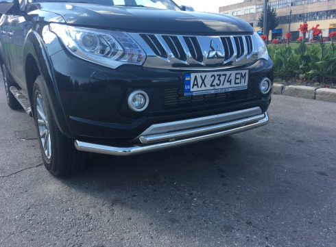 Защита переднего бампера для Mitsubishi L-200 15-19 труба двойная от Tamsan фото