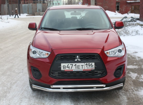 Защита переднего бампера для Mitsubishi ASX 10-13 труба двойная от Tamsan фото