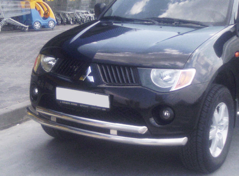 Защита переднего бампера для Mitsubishi L-200 06-11 труба двойная от Tamsan фото