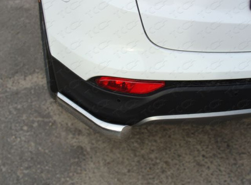 Защита заднего бампера для Hyundai Santa Fe 13-18 Уголки одинарные Tamsan фото