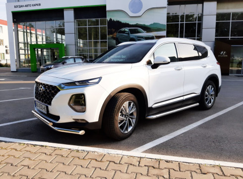 Подножки для Hyundai Santa Fe 18-23 порог листом Tamsan фото