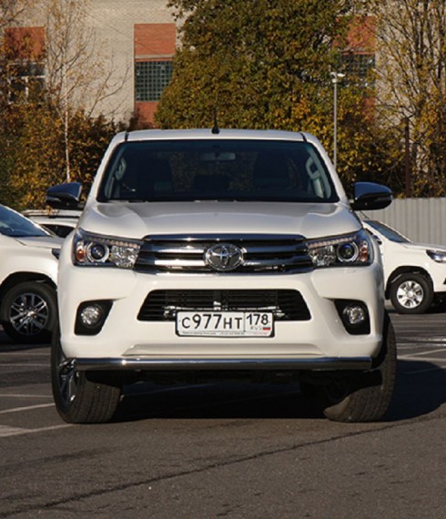Труба одинарная на Toyota Hilux нержавейка фото