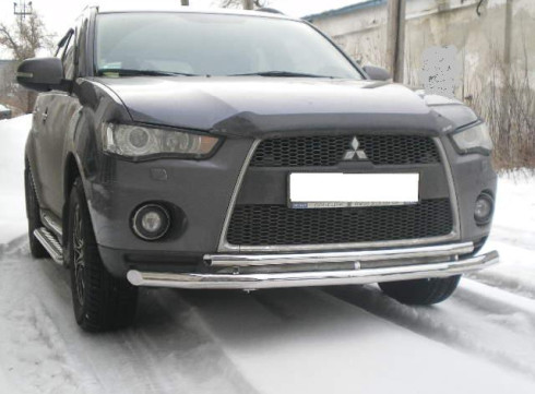 Защита переднего бампера для Mitsubishi Outlander XL 10-12 труба двойная от Tamsan фото