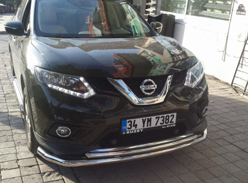 Защита переднего бампера для Nissan X-Trail 2014-2021 труба двойная от Tamsan фото