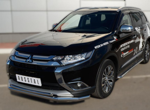 Защита переднего бампера для Mitsubishi Outlander XL 15+ труба двойная от Tamsan фото